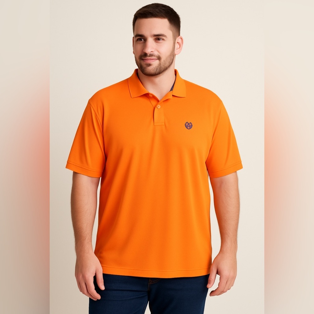 Chaps Sport Men’s Polo Shirt XL Orange Performance Golf Activewear Crest Logo